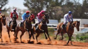 Heading for the winners post at Roxby Downs Outback Cup